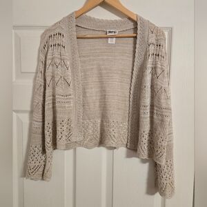 Sweet Kizz Women's Beige Open Front Bolero Sweater Size XL